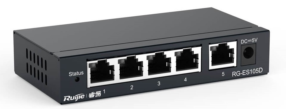 Thiết bị mạng HUB -SWITCH Ruijie RG-ES105D ( 5-Port unmanaged Switch, 5 10/100base-t Ethernet RJ45 )