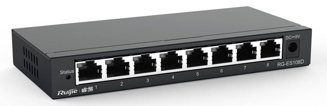Thiết bị mạng HUB -SWITCH Ruijie RG-ES108D ( 8-Port unmanaged Switch, 8 10/100base-t Ethernet RJ45 )
